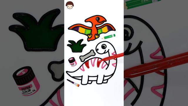 Cute dinosaurs Painting & drawing   Brachiosaurus With Jelly #shorts #drawing #coloring