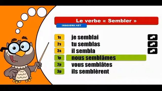 Изучение французского языка сопряжения # Sembler # Indicatif Passé simple