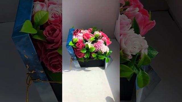 Цветочная композиция из мыла?цветы из мыла ?цветы в коробке?