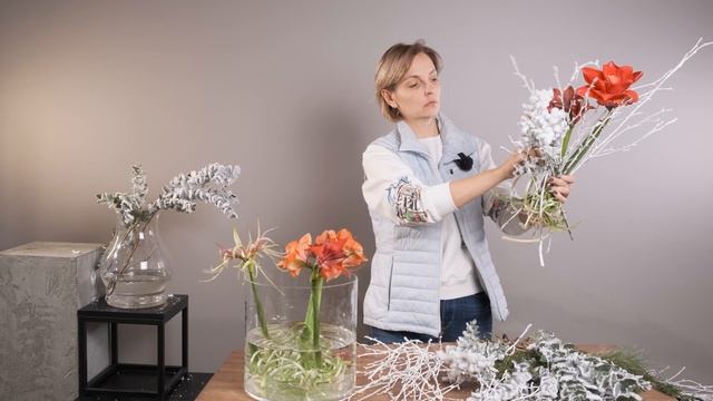 Зимняя композиция с амариллисом | Мастер-класс от Елены Минигалиевой