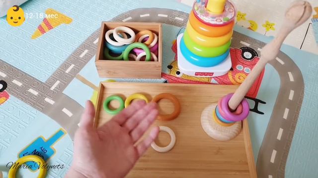 Игрушка для ребенка 12-18 месяцев. Стойка с кольцами.  Метод Монтессори. Игры для развития малышей.