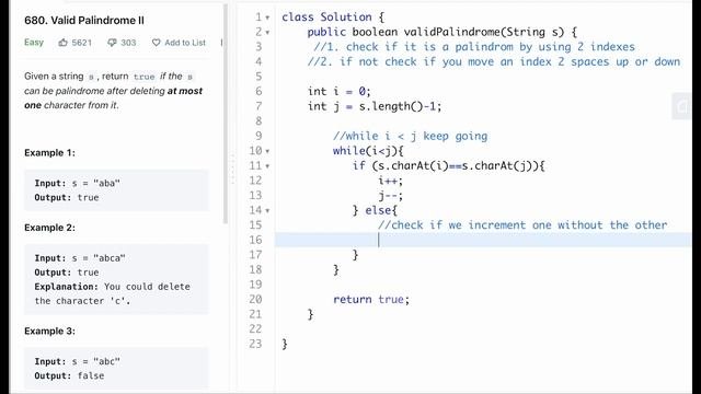Palindrome II - JAVA Solution