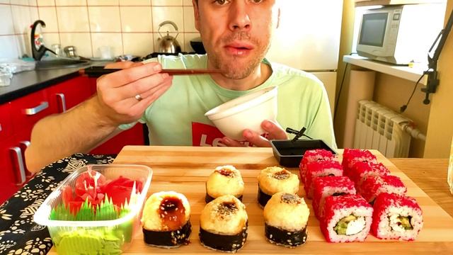 МУКБАНГ СУШИ РОЛЛЫ, УДОН С КУРИЦЕЙ / MUKBANG Sushi Rolls, CHICKEN/ Mukbang Senya / 먹방