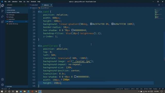 Glassy Profile Card | CSS | Vanilla Tilt
