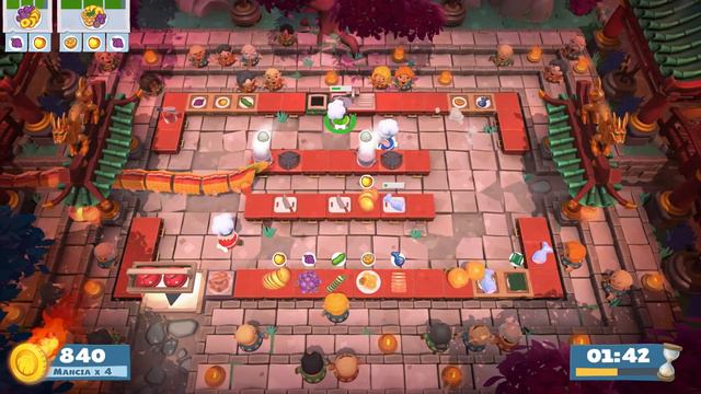 (outdated) Overcooked 2. Spring Festival 1-4 | 3 players online coop 4 stars | Score: 1936