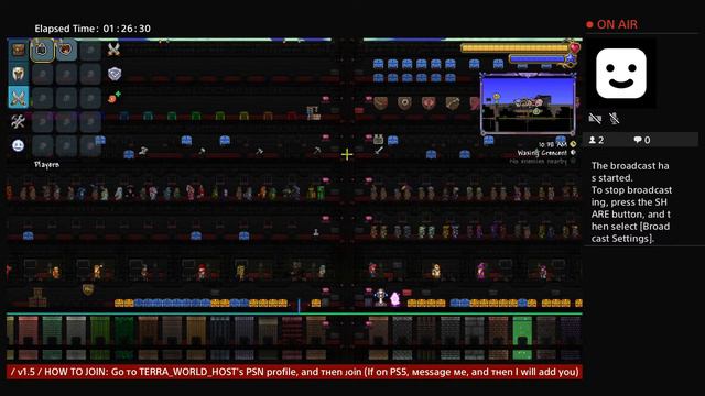 (LIVE) / PS4 / Ultimate All Items World 1.4.4 / 24/7 / SERVER 1 / Terraria /