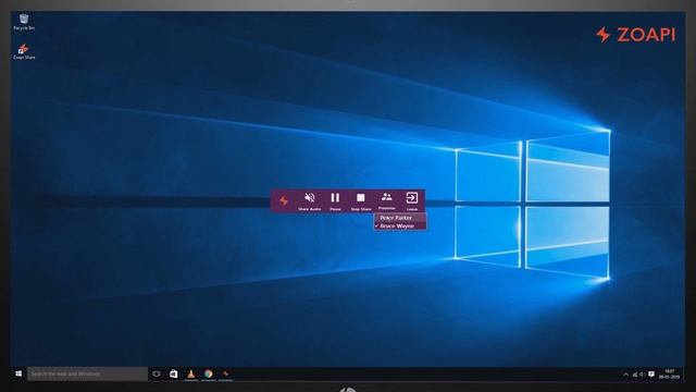 Wireless screen sharing from Windows, MAC and Linux to Zoapi Hub