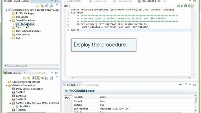 Data Studio Tutorial 4 Create, run, deploy, and debug a stored procedure