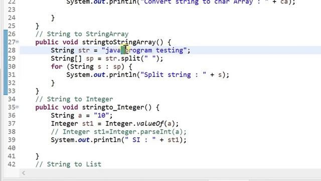 String conversion in java | string conversion (Char, Char Array, String Array, Integer, List)