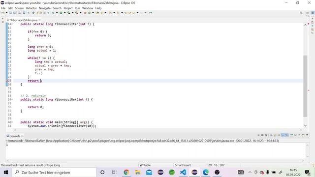 Java Fibonacci Zahlen - mit rekursiver Lösung ? | Java Tutorial für Fortgeschrittene