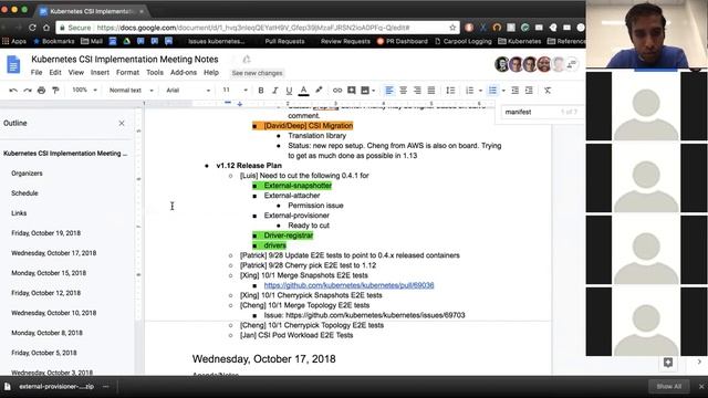 Kubernetes SIG Storage - CSI Implementation Workgroup 20181019