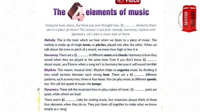 Excel 9.Module 7f.Across the Curriculum.The 4 elements of music.