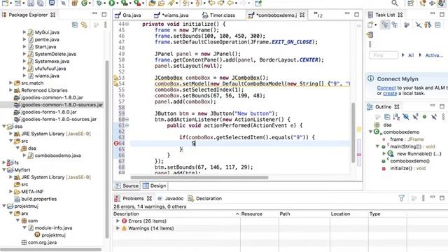 ComboBox java swing windowbulider  bez przycisków oraz z przyciskami