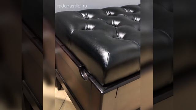 Банкетка обувница в прихожую / сиденье из экокожи / каретная стяжка