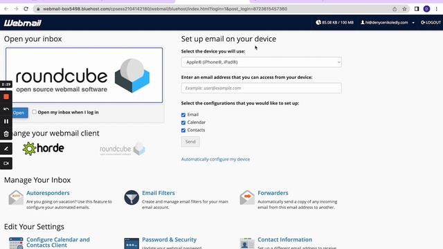 Bluehost Tutorial ‹ Create a FREE Roundcube Email Account