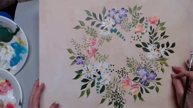 Learn to Paint One Stroke With Donna_ LIVE Stencil & Stroke A Wreath _ Donna Dewberry 2023