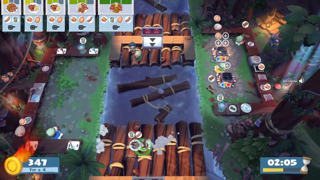 Overcooked 2 - Campfire Cook Off - Level 2-4 - 4 Player