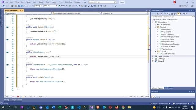 .Net Core 5.0 ile Emlak Sitesi - Entityler için Managerların Yazılması-1
