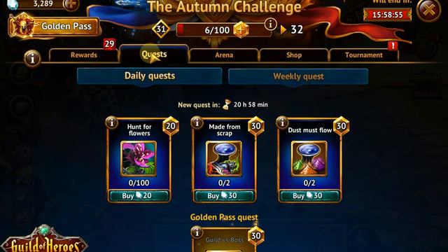 Guild of Heroes Game. Update 1.141.4 Autumn Challenge. New Skins: Dark Elf and Demon Events Plot.