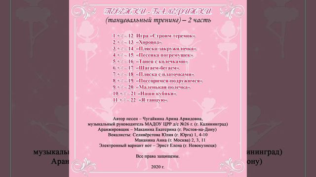 Арина чугайкина ПЕСЕНКИ - БАЛЕРИНКИ  2 часть - танцы для дошкольников
