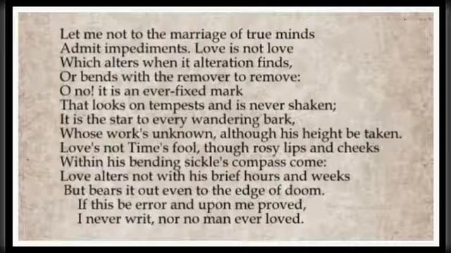 Sonnet 116:Let me not to the marriage of true minds POEM by WILLIAM SHAKESPEARE explanation in TAMI