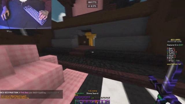 Minecraft Bedwars W/ Roccat Kone Pure Owl-Eye (v2) (ASMR) (Handcam) (Click Sounds)