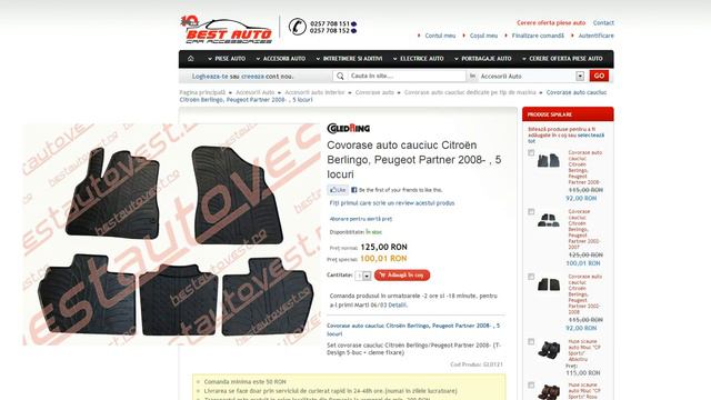 Presuri cauciuc Peugeot Partner 5loc 2008, presuri auto Peugeot Partner
