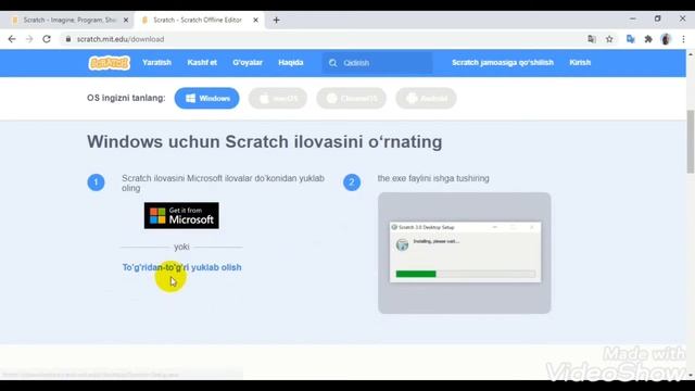 SCRATCH videodarslar || 1-dars #scratch#dastur#dasturlash#informatika#5_sinf#oyin