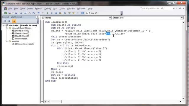 Excel 2010 VBA Tutorial 82   ADODB   SQL Date Parameters