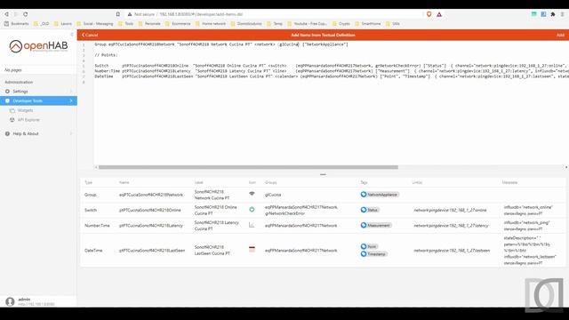 19. Sonoff 4CH Tasmota in modalità testo - Migrazione OpenHAB 3 - Home Automation System ITA sub EN