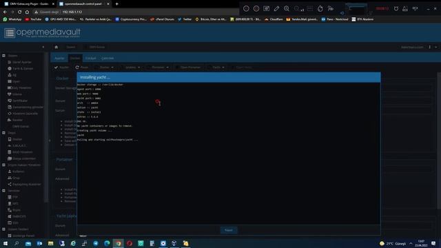Sanal Makine Üzerinde OpenMediaVault Omv Extras ve Cockpit Docker Portainer Yacht Kurulumu
