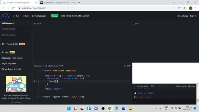 Bubble sort javascript