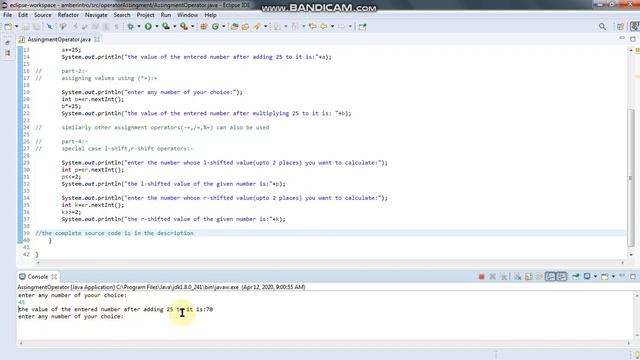 Assingment operators in java
