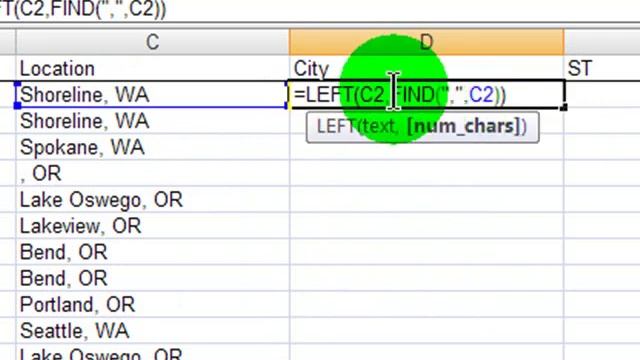 Left, Mid, and Find Function in Excel 2007