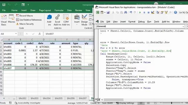 Transpose and put each row on separate sheet in Excel