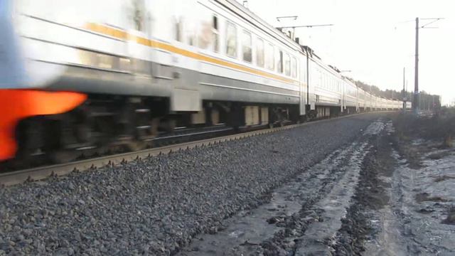 Электропоезд ЭД4М-0447 ЦППК перегон Нара-Латышская 10.03.2017
