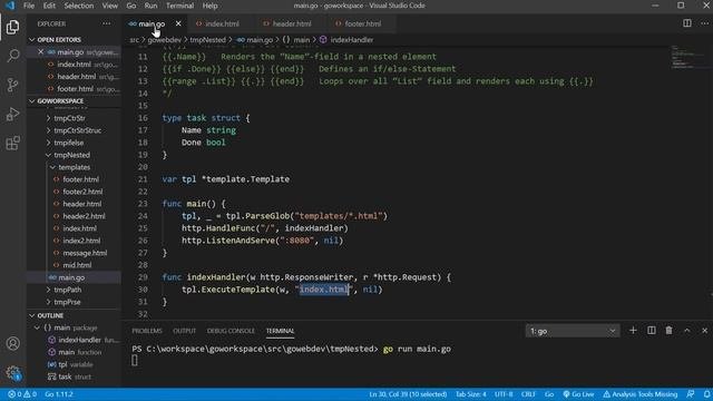 Inserting Templates Inside of Templates - Golang Web Dev
