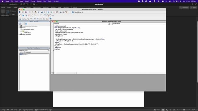 Paste special in Word - Paste text without any formatting or return characters
