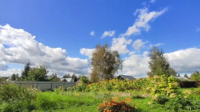 деревня, небо, облака, релакс, сентябрь