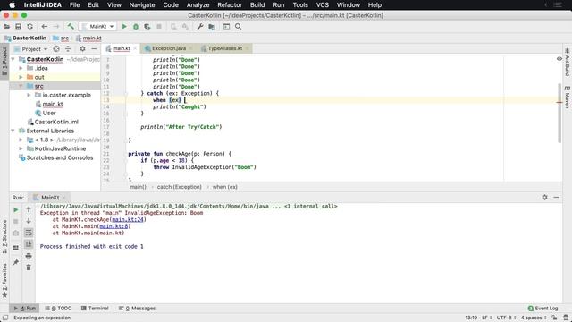 How to Catch Multiple Exception Types in Kotlin