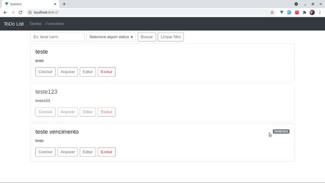Data de vencimento para as tarefas – ToDo List parte 6