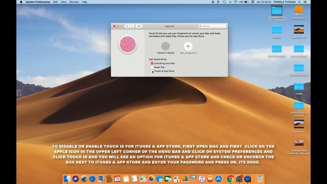 HOW TO ENABLE OR DISABLE TOUCH ID FOR ITUNES AND APP STORE IN MAC OS MOJAVE