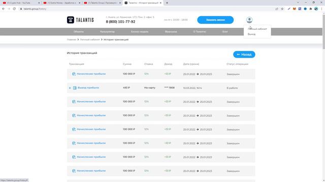 Talantis Group | Промежуточный итог | Продолжаем получать пассивную прибыль