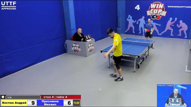 15:30 Костюк Андрей 3-1 Пресняков Михаил стол 4 Юг-3 29.04.21