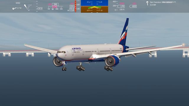 мягкая посадка на boeing 777-300 ER в сан-франциско