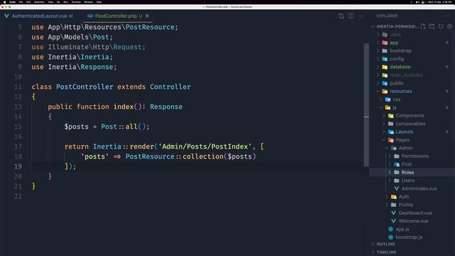 18 Create Post Model Controller and Index Page - Laravel Permissions