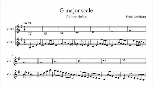 G MAJOR (G-dur) two octaves scale - (for two violins) - FRANZ WOHLFAHRT op.38 (PLAY ALONG)