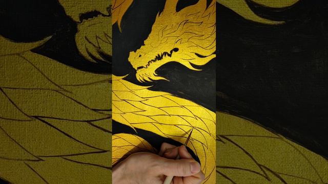 Интерьерная картина жидкой поталью "Золотой дракон" #художник #artist #painting #живопись #picture
