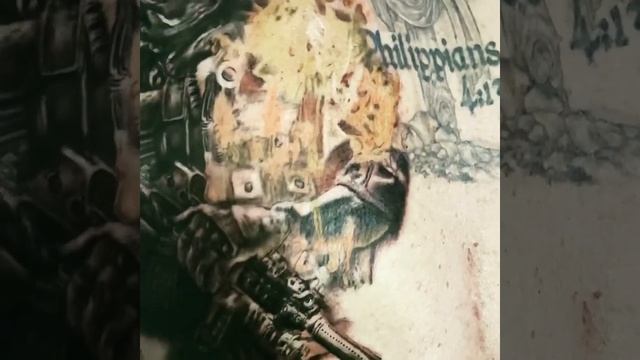 Black and grey burning skeleton soldier