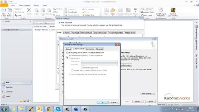 Microsoft Outlook Mail Server Settings